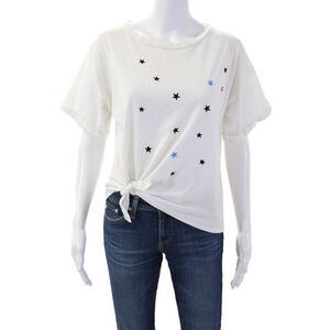 Vintage Havana Womens White Stars Graphic Tee Short Sleeve Cotton Size S